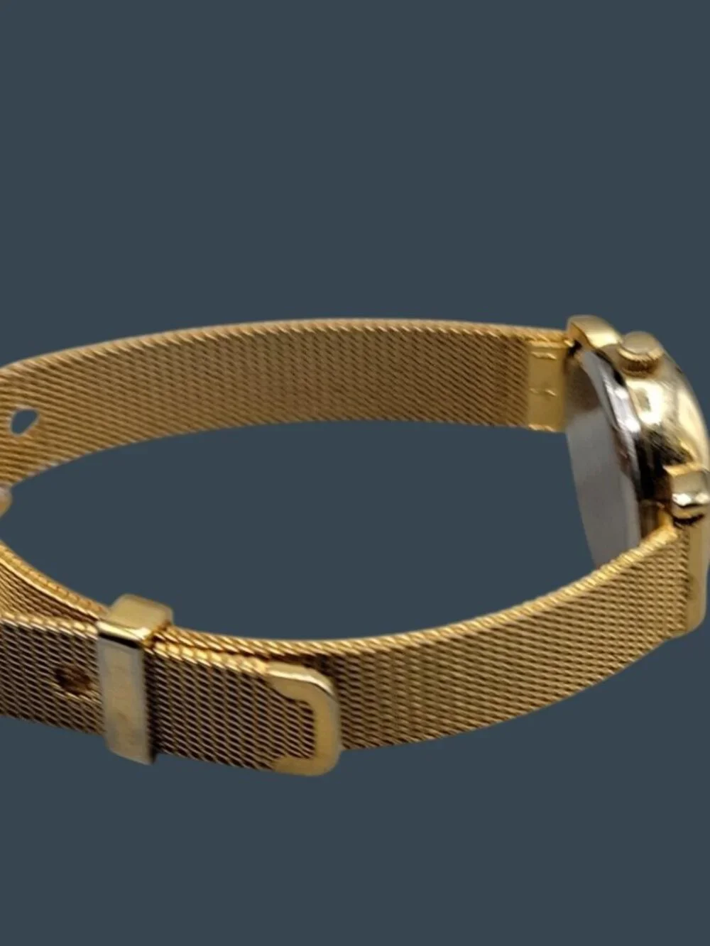 Vintage Shannons Ladies Watch Gold Tone Mesh Band Polished Case 20.5mm 7
